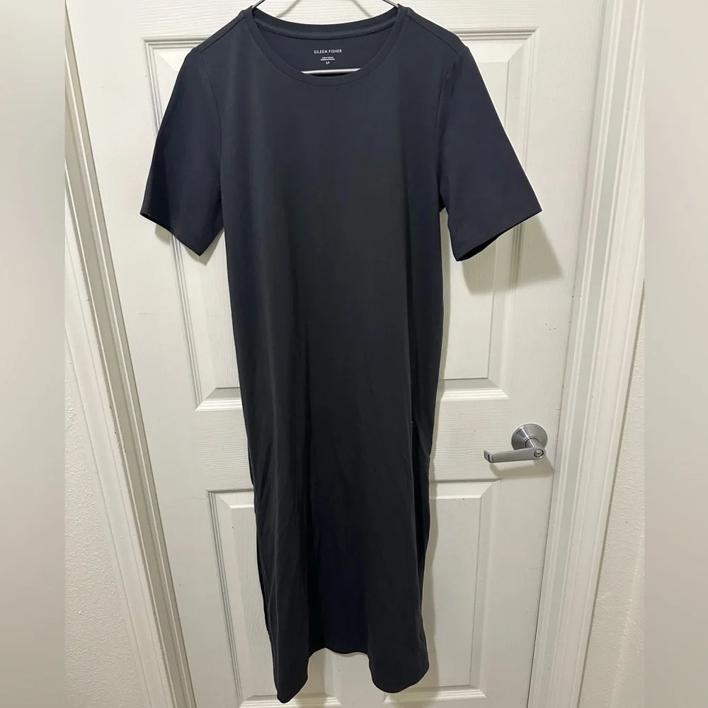 Eileen Fisher Classic Gray T-shirt Maxi Dress - Picture 10 of 11